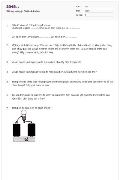 Bài tập tự luyện Chất cách điện