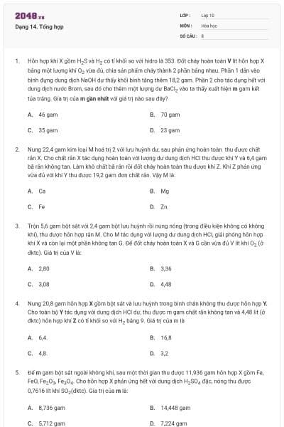 Dạng 14. Tổng hợp