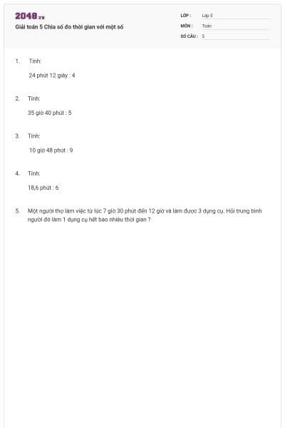 Giải toán 5 Chia số đo thời gian với một số