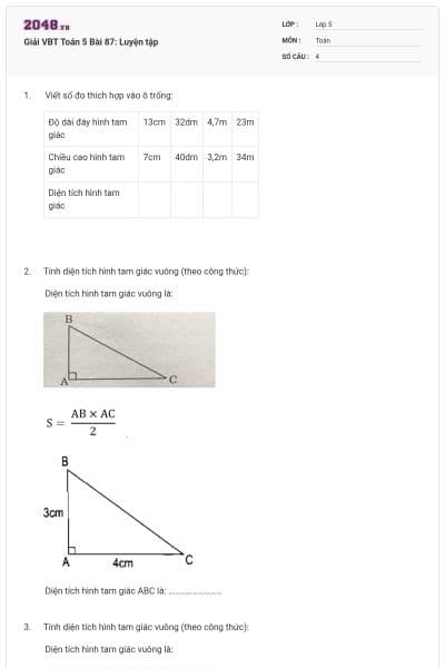 Giải VBT Toán 5 Bài 87: Luyện tập