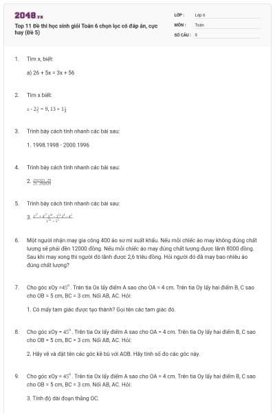 Top 11 Đề thi học sinh giỏi Toán 6 chọn lọc có đáp án, cực hay (Đề 5)