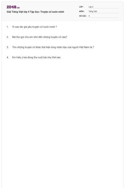 Giải Tiếng Việt lớp 4 Tập đọc: Truyện cổ nước mình