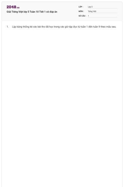 Giải Tiếng Việt lớp 5 Tuần 10 Tiết 1 có đáp án