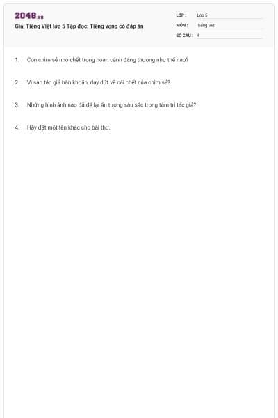 Giải Tiếng Việt lớp 5 Tập đọc: Tiếng vọng có đáp án