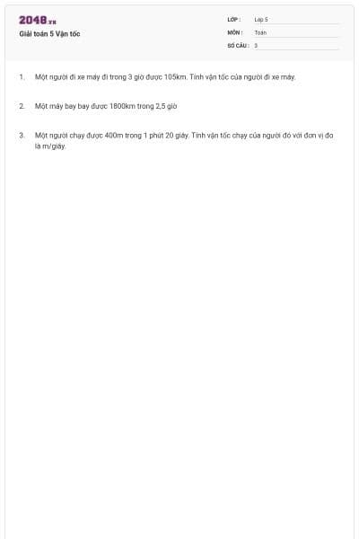 Giải toán 5 Vận tốc
