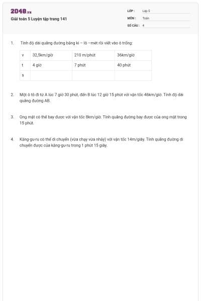 Giải toán 5 Luyện tập trang 141