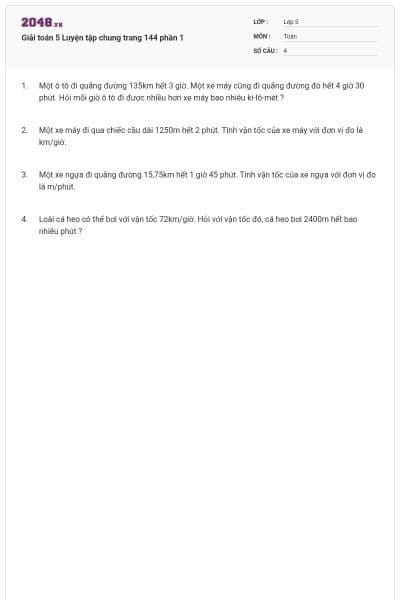 Giải toán 5 Luyện tập chung trang 144 phần 1