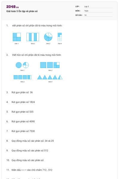 Giải toán 5 Ôn tập về phân số