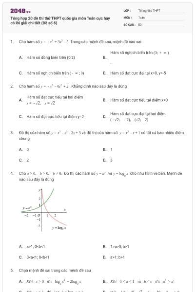 Tổng hợp 20 đề thi thử THPT quốc gia môn Toán cực hay có lời giải chi tiết (Đề số 6)