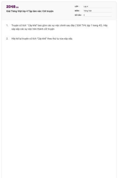 Giải Tiếng Việt lớp 4 Tập làm văn: Cốt truyện