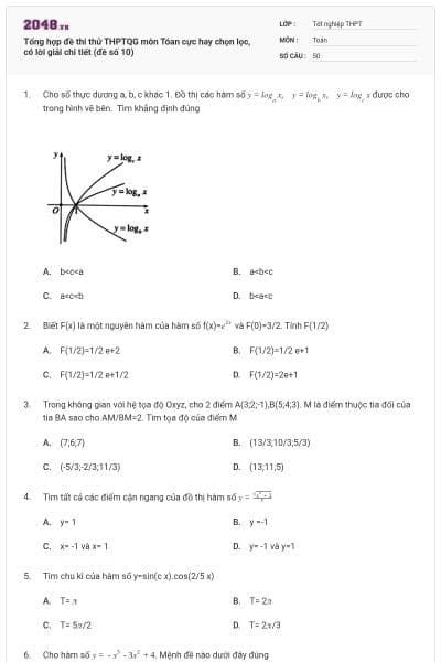 Tổng hợp đề thi thử THPTQG môn Tóan cực hay chọn lọc, có lời giải chi tiết (đề số 10)