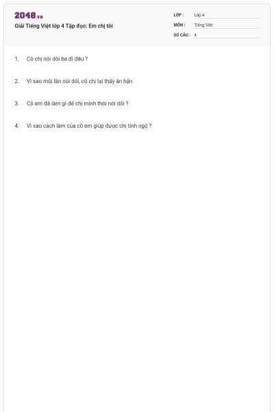 Giải Tiếng Việt lớp 4 Tập đọc: Em chị tôi