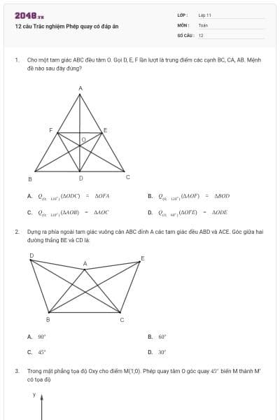 12 câu Trắc nghiệm Phép quay có đáp án