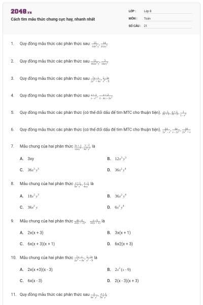 Cách tìm mẫu thức chung cực hay, nhanh nhất