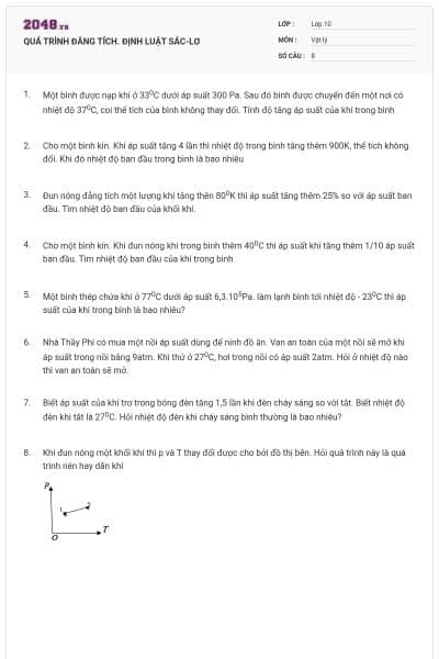 QUÁ TRÌNH ĐẲNG TÍCH. ĐỊNH LUẬT SÁC-LƠ