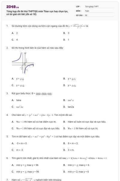 Tổng hợp đề thi thử THPTQG môn Tóan cực hay chọn lọc, có lời giải chi tiết (đề số 18)
