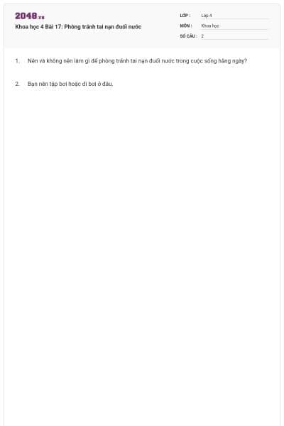 Khoa học 4 Bài 17: Phòng tránh tai nạn đuối nước