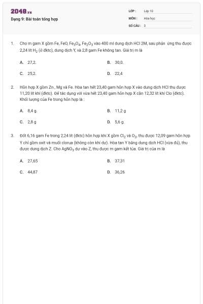 Dạng 9: Bài toán tổng hợp