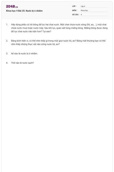 Khoa học 4 Bài 25: Nước bị ô nhiễm