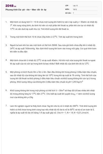 Phương trình Cla -pê - rôn – Men -đê- lê- ép