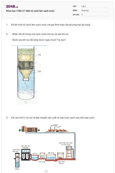Khoa học 4 Bài 27: Một số cách làm sạch nước