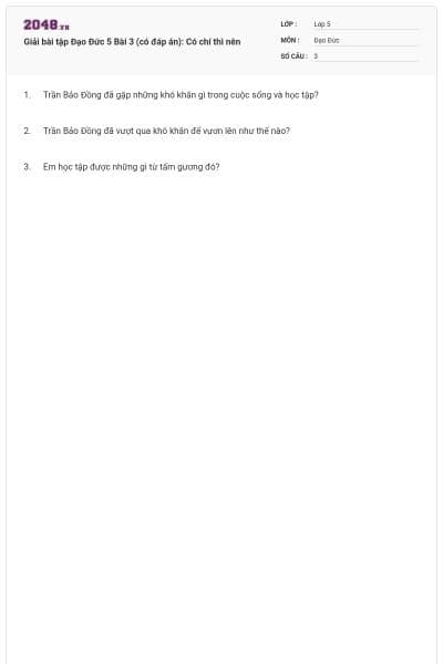 Giải bài tập Đạo Đức 5 Bài 3 (có đáp án): Có chí thì nên