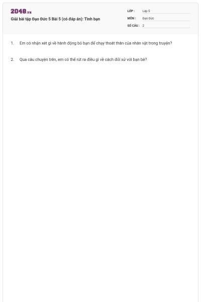 Giải bài tập Đạo Đức 5 Bài 5 (có đáp án): Tình bạn