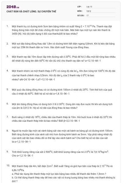 CHẤT RẮN VÀ CHẤT LỎNG. SỰ CHUYỂN THỂ