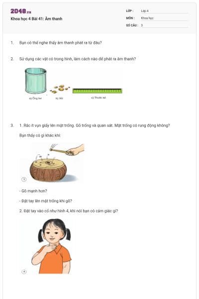 Khoa học 4 Bài 41: Âm thanh