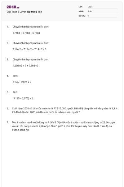 Giải Toán 5 Luyện tập trang 162