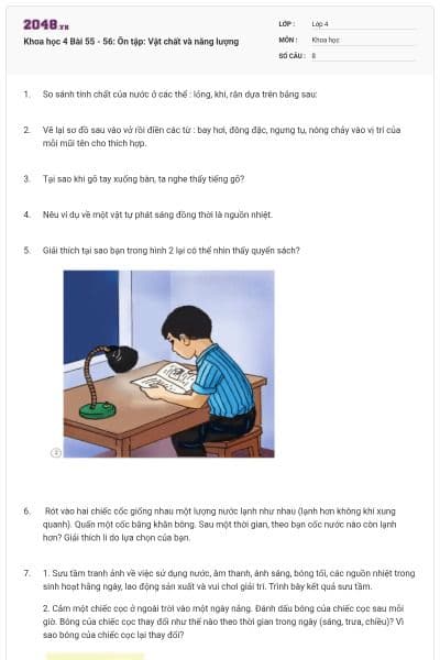 Khoa học 4 Bài 55 - 56: Ôn tập: Vật chất và năng lượng