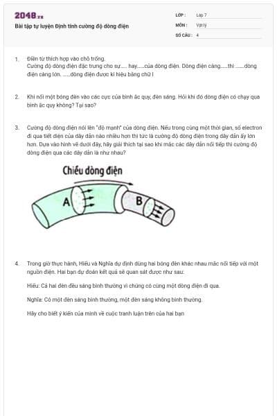 Bài tập tự luyện Định tính cường độ dòng điện