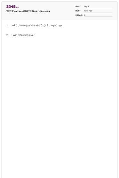 VBT Khoa Học 4 Bài 25: Nước bị ô nhiễm