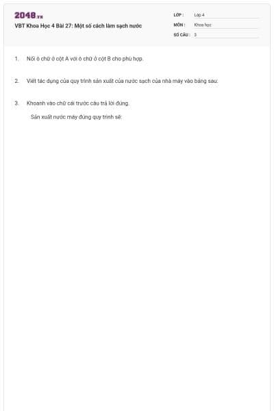 VBT Khoa Học 4 Bài 27: Một số cách làm sạch nước