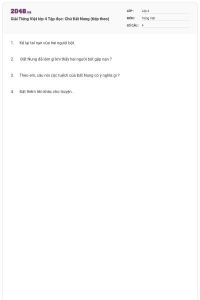 Giải Tiếng Việt lớp 4 Tập đọc: Chú Đất Nung (tiếp theo)