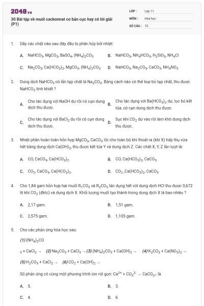 30 Bài tập về muối cacbonnat cơ bản cực hay có lời giải (P1)