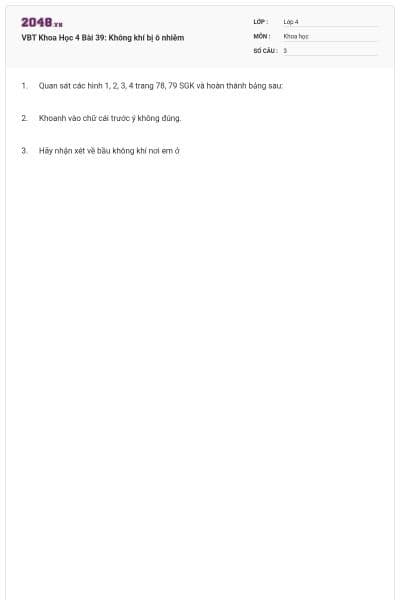 VBT Khoa Học 4 Bài 39: Không khí bị ô nhiễm