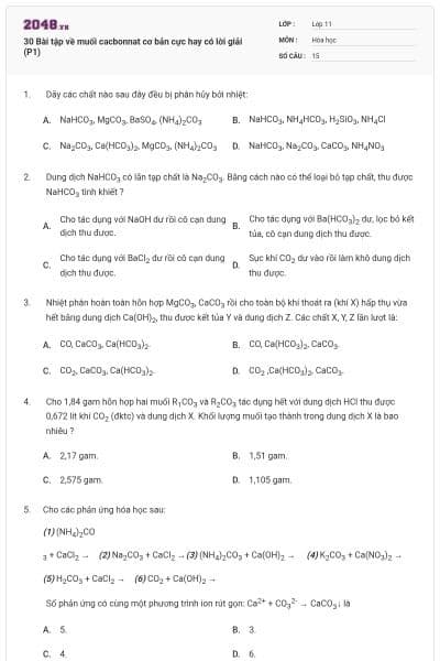 30 Bài tập về muối cacbonnat cơ bản cực hay có lời giải (P1)