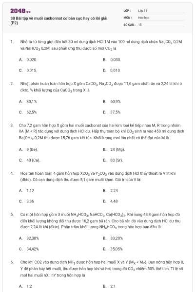 30 Bài tập về muối cacbonnat cơ bản cực hay có lời giải (P2)