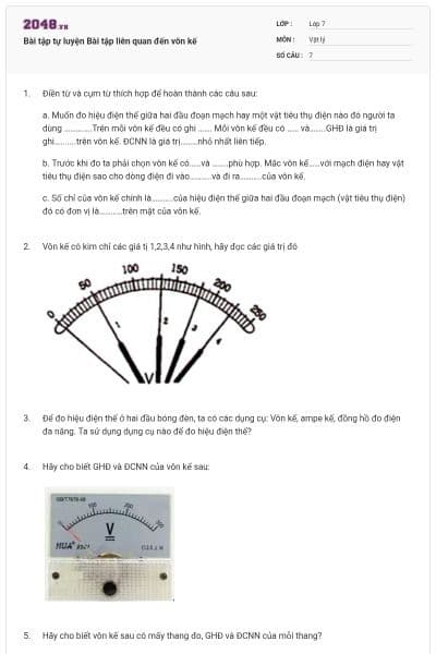 Bài tập tự luyện Bài tập liên quan đến vôn kế