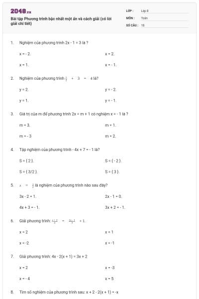 Bài tập Phương trình bậc nhất một ẩn và cách giải (có lời giải chi tiết)