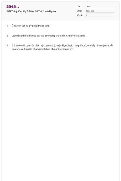 Giải Tiếng Việt lớp 5 Tuần 18 Tiết 1 có đáp án