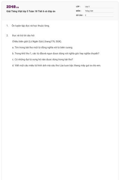 Giải Tiếng Việt lớp 5 Tuần 18 Tiết 6 có đáp án