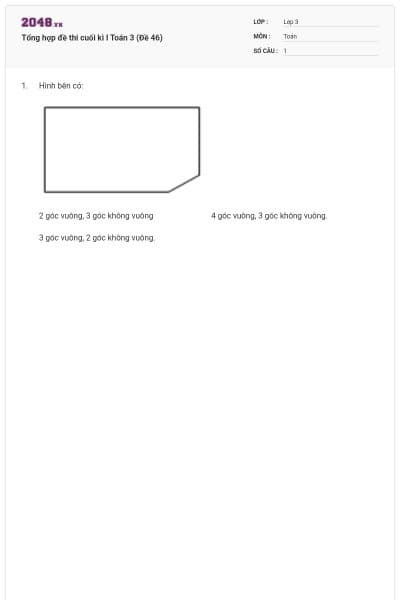 Tổng hợp đề thi cuối kì I Toán 3 (Đề 46)