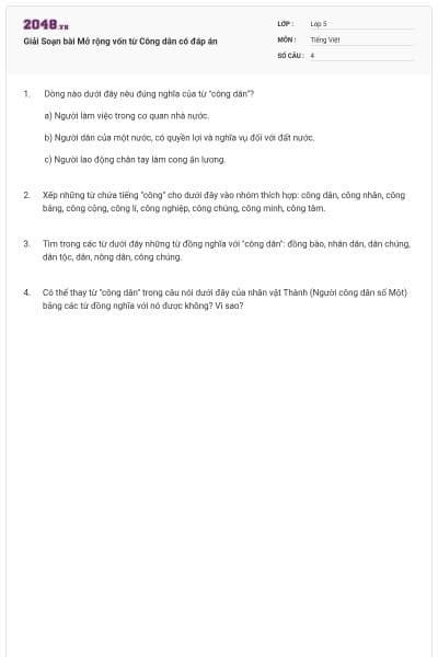 Giải Soạn bài Mở rộng vốn từ Công dân có đáp án