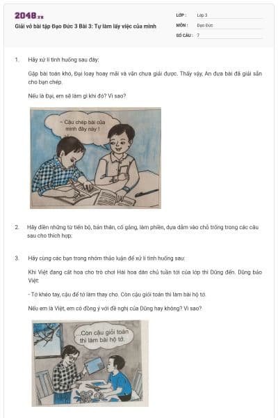 Giải vở bài tập Đạo Đức 3 Bài 3: Tự làm lấy việc của mình