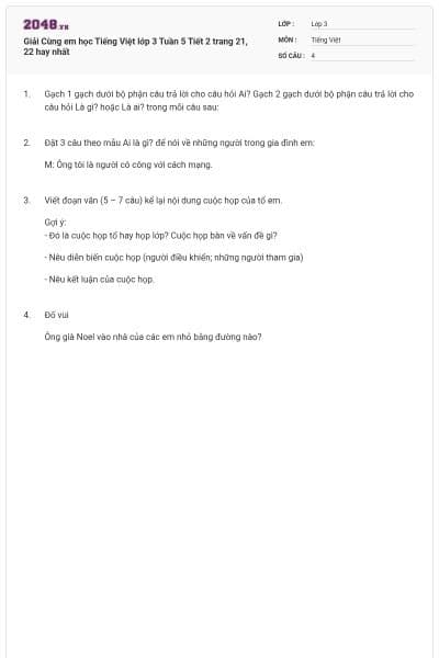 Giải Cùng em học Tiếng Việt lớp 3 Tuần 5 Tiết 2 trang 21, 22 hay nhất