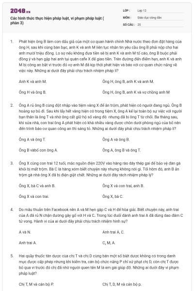 Các hình thức thực hiện pháp luật, vi phạm pháp luật ( phần 3)