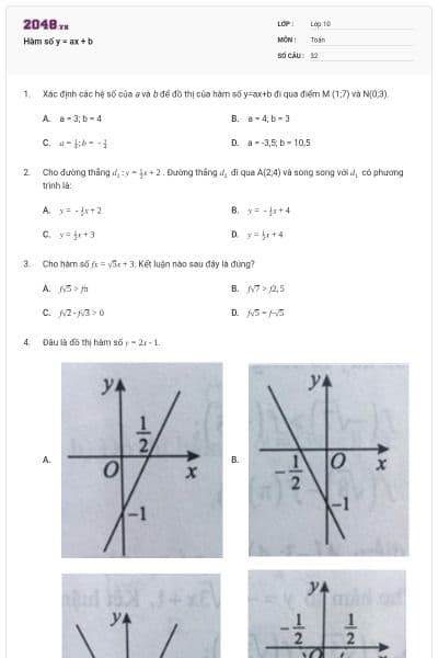 Hàm số y = ax + b