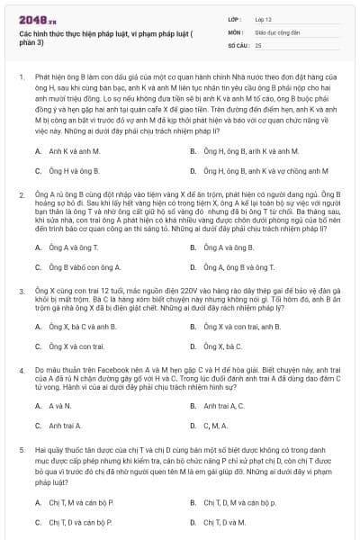 Các hình thức thực hiện pháp luật, vi phạm pháp luật ( phần 3)